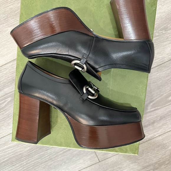 Gucci Black Leather Platform Loafers - Picture 3 of 4